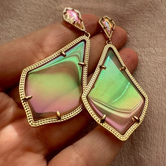 Kendra Scott Iridescent Peach Alexis Rose Gold Drop Earrings